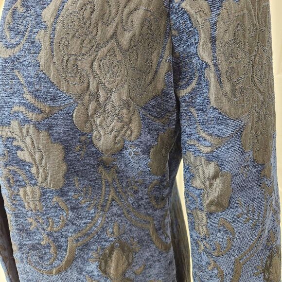 Lucky Brand Blazer Womens S Blue Floral Embroidered Goth Witch Vampire Regal VTG - Picture 3 of 16